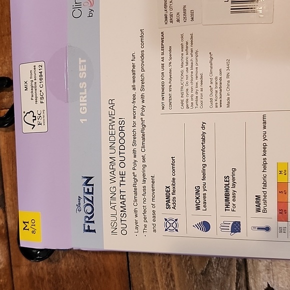 ClimateRight by Cuddl Duds Frozen Girls Thermal Set Size Medium 8/10 - Picture 7 of 10